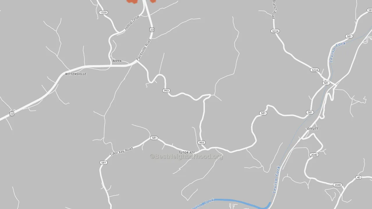 Bike Grade map of 41263, KY