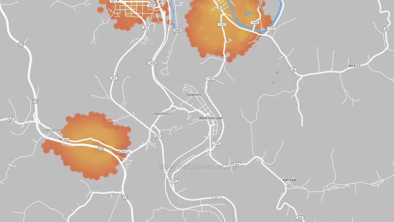 Bike Grade map of 41268, KY