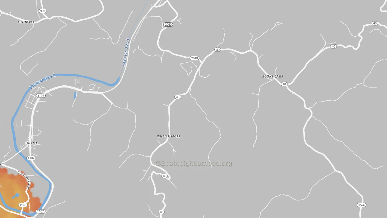 Bike Grade map of 41271, KY