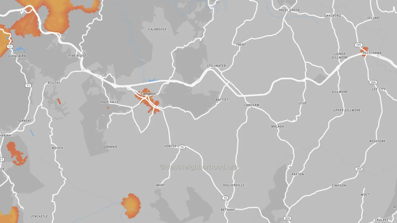 Bike Grade map of 41301, KY