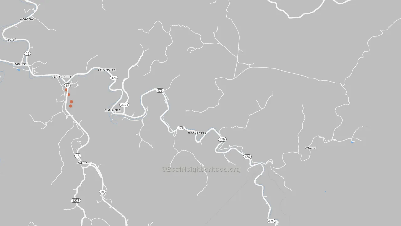 Bike Grade map of 41317, KY
