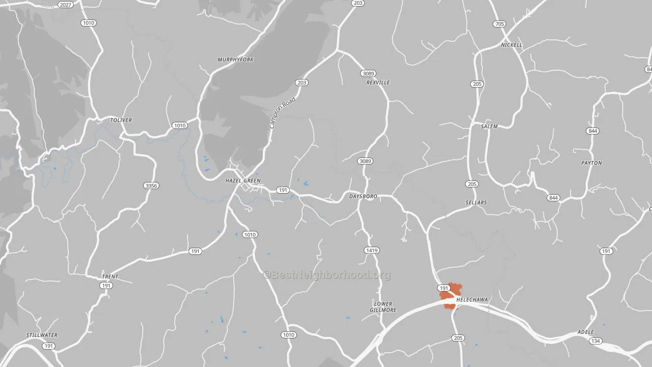 Bike Grade map of 41332, KY