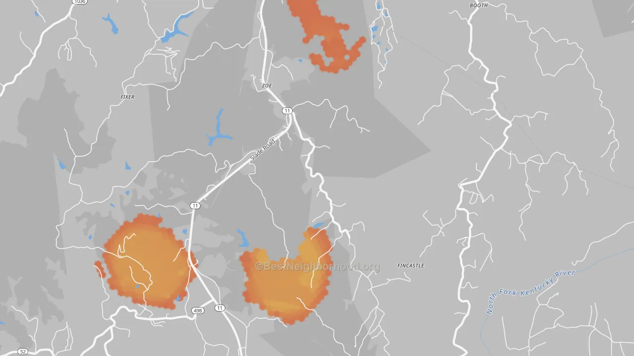 Bike Grade map of 41397, KY