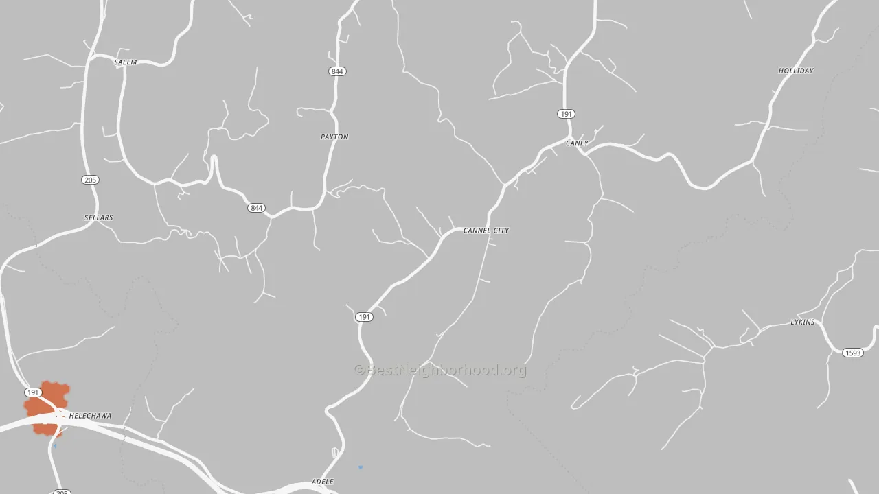 Bike Grade map of 41408, KY