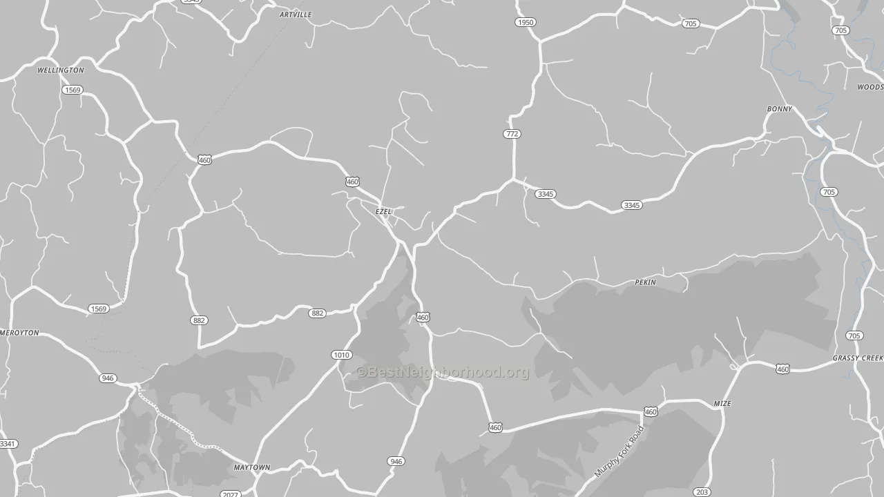 Bike Grade map of 41425, KY