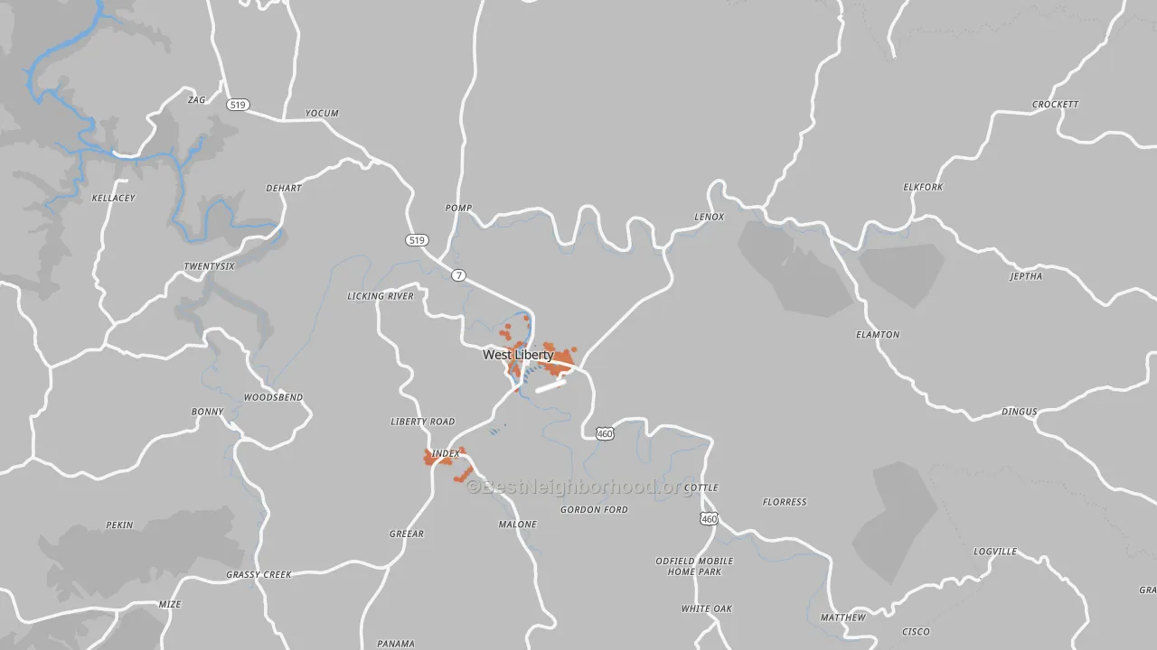 Bike Grade map of 41472, KY