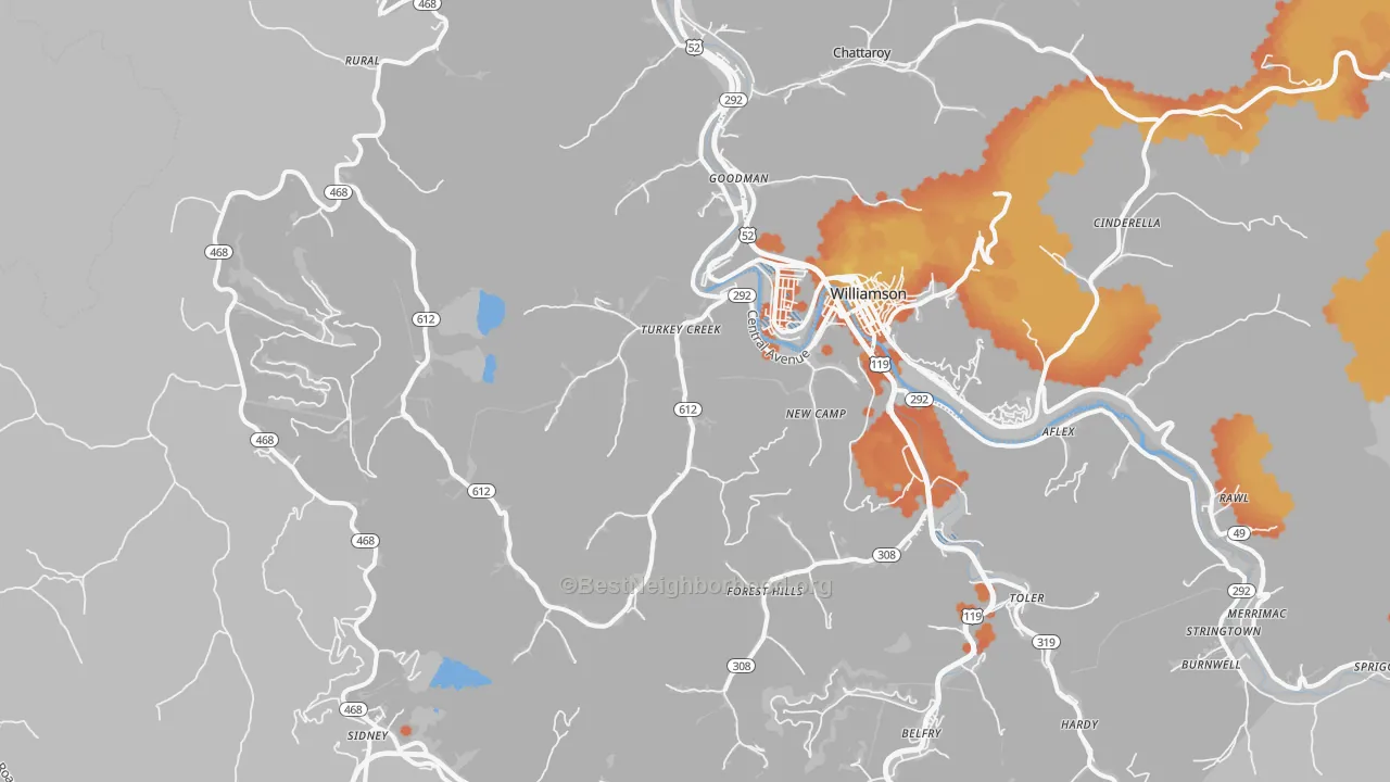 Bike Grade map of 41514, KY