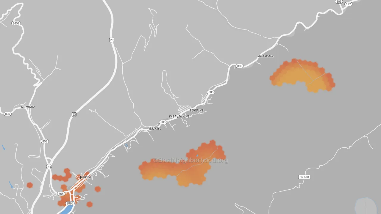 Bike Grade map of 41517, KY