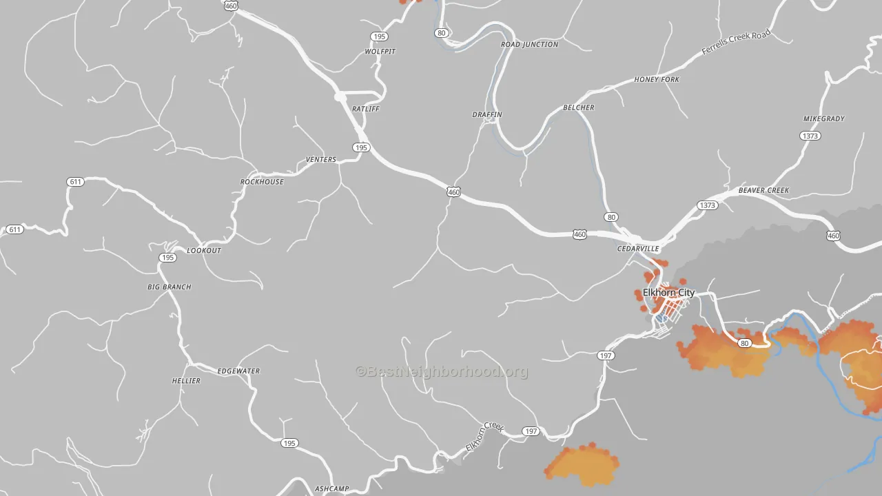 Bike Grade map of 41522, KY