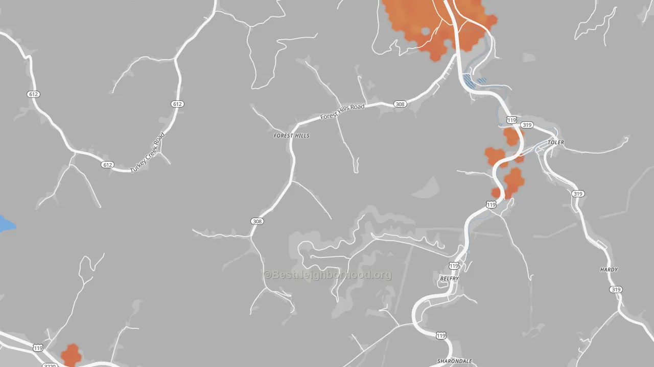 Bike Grade map of 41527, KY