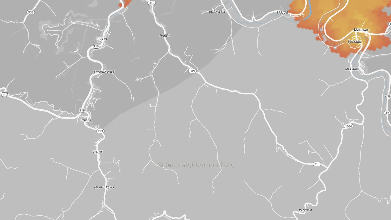 Bike Grade map of 41531, KY