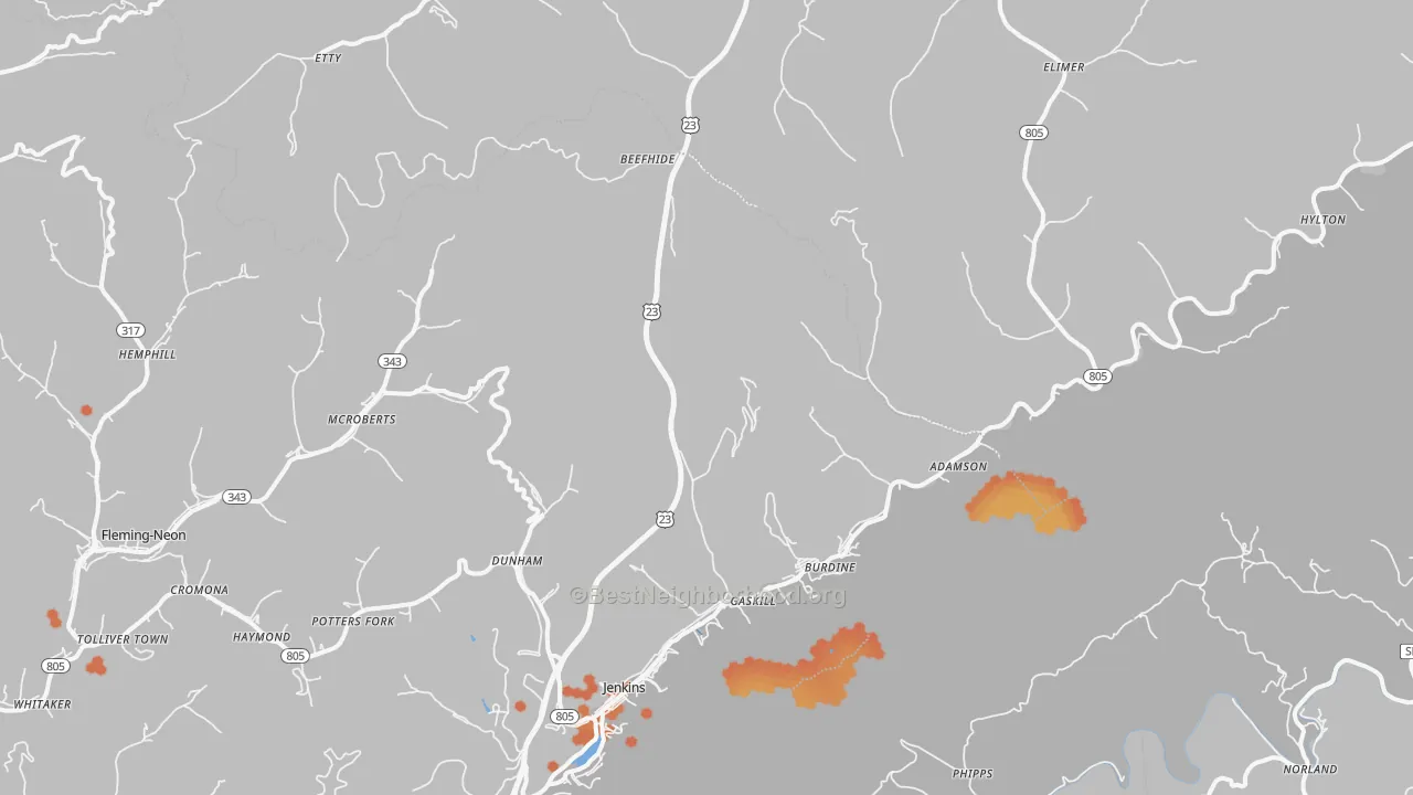 Bike Grade map of 41537, KY