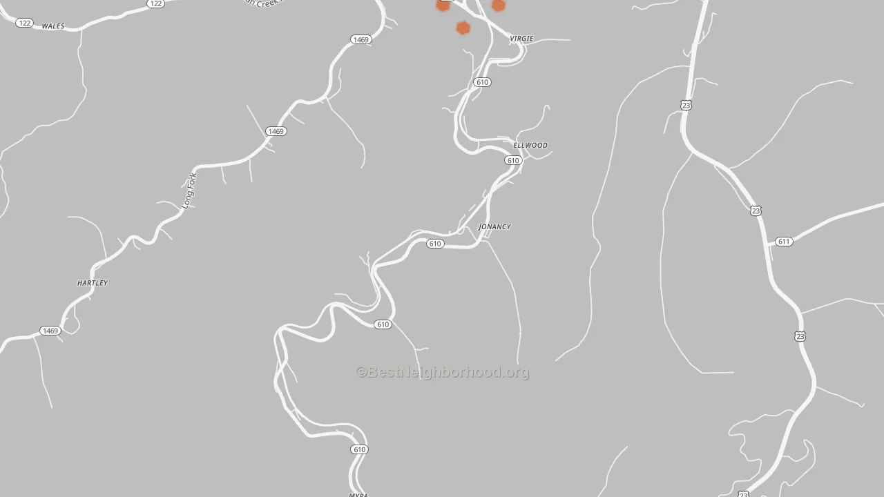 Bike Grade map of 41538, KY