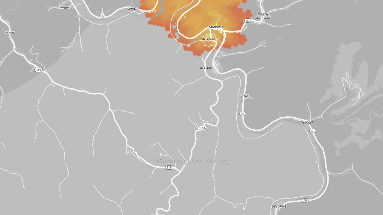 Bike Grade map of 41544, KY