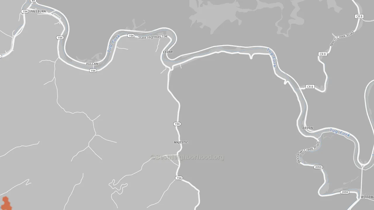 Bike Grade map of 41547, KY