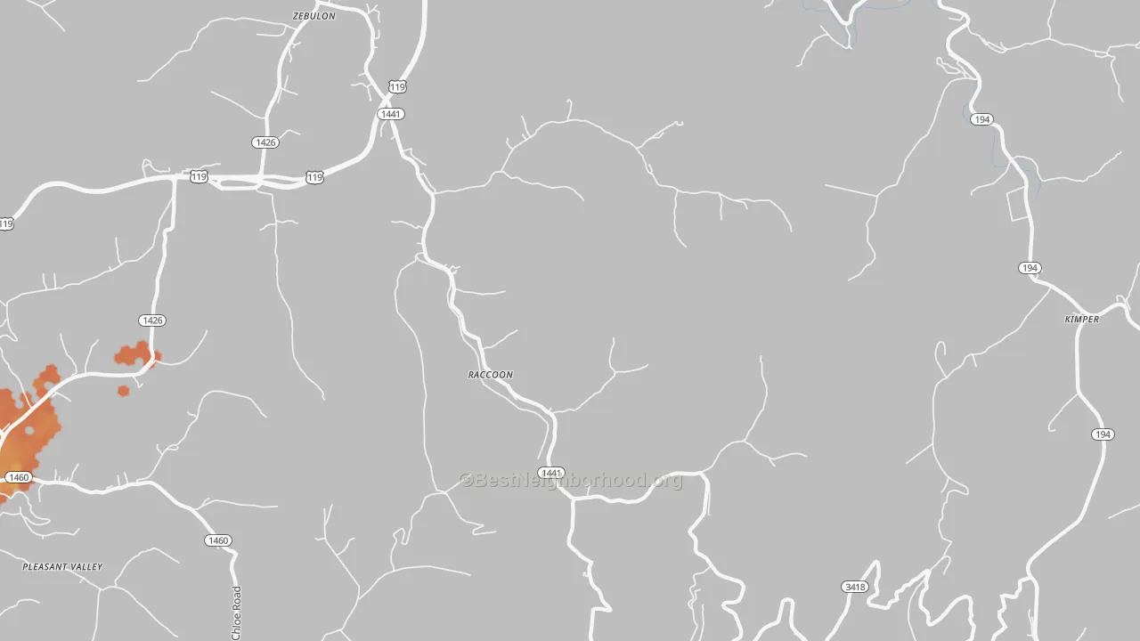 Bike Grade map of 41557, KY