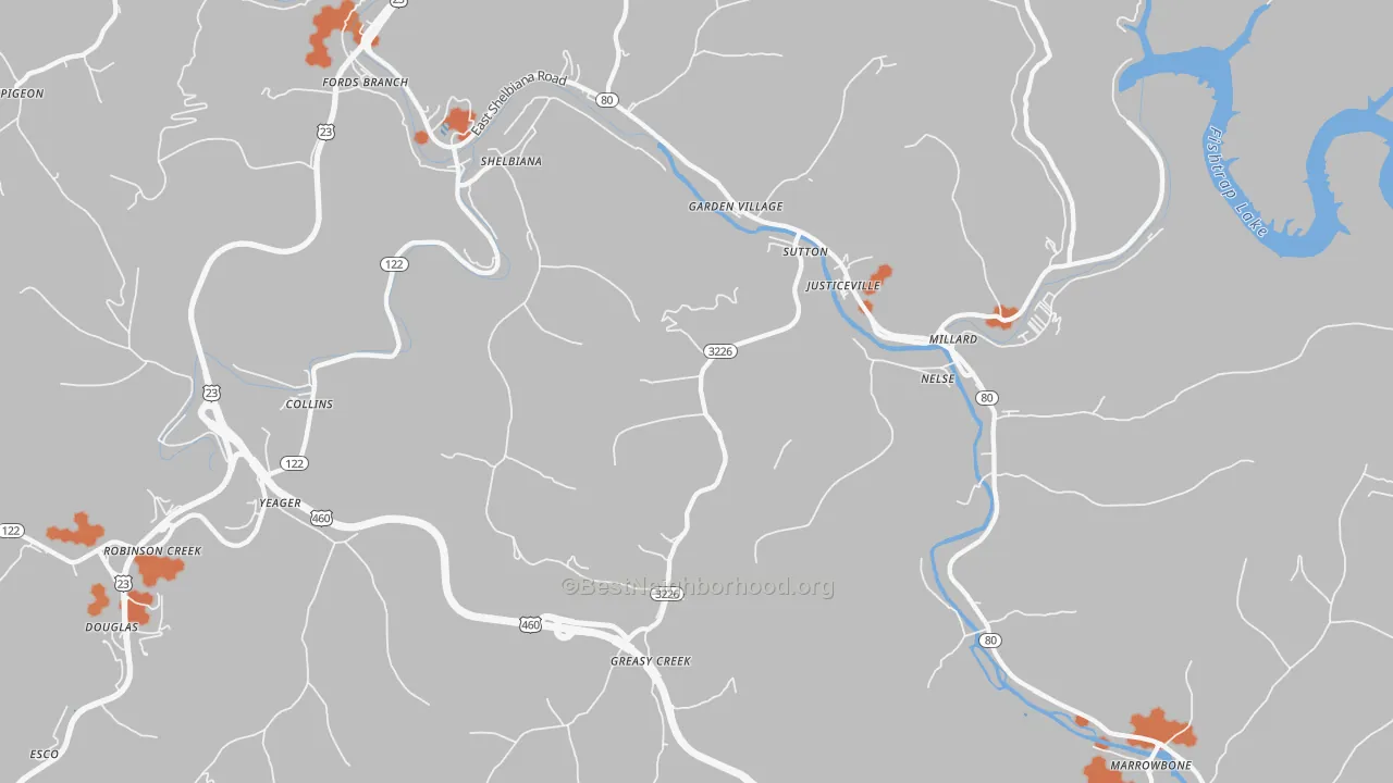 Bike Grade map of 41562, KY