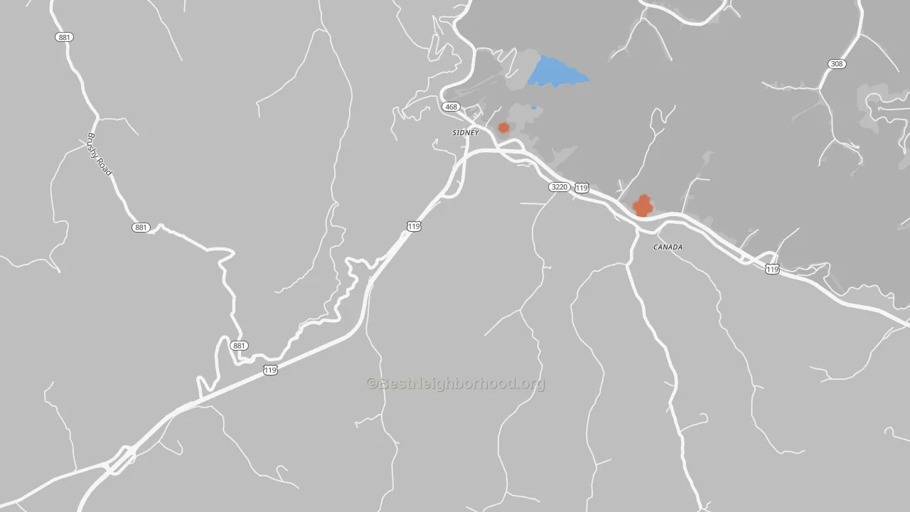 Bike Grade map of 41564, KY