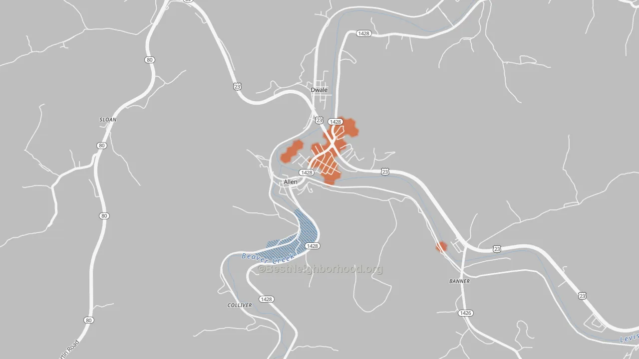 Bike Grade map of 41601, KY