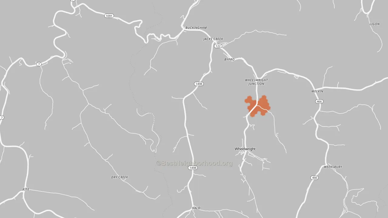 Bike Grade map of 41606, KY