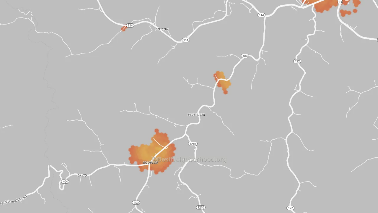 Bike Grade map of 41607, KY