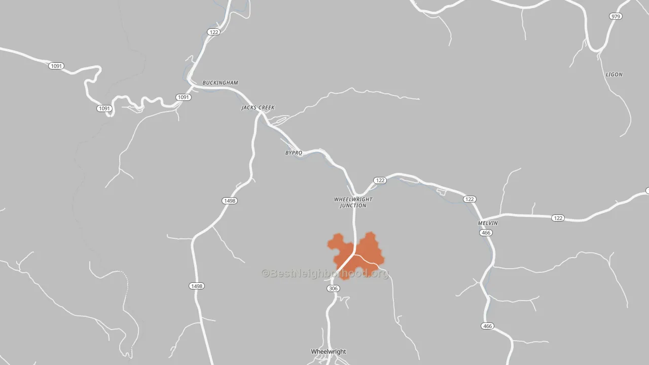 Bike Grade map of 41612, KY