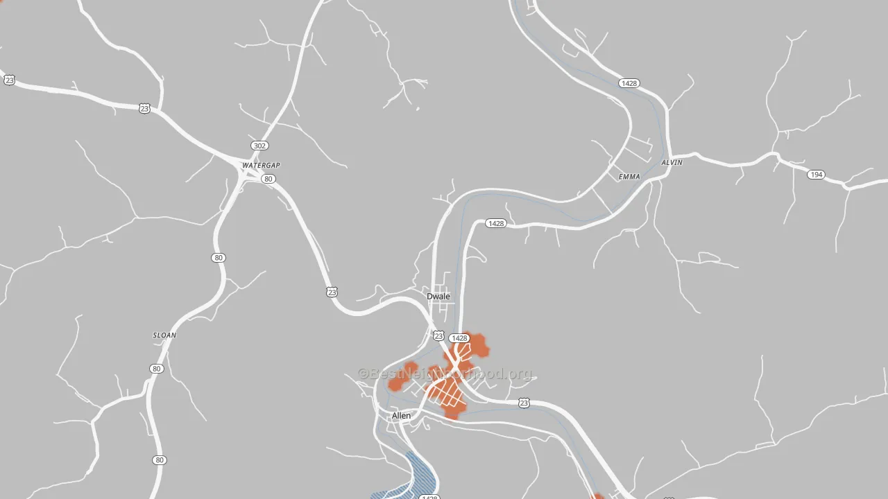 Bike Grade map of 41621, KY