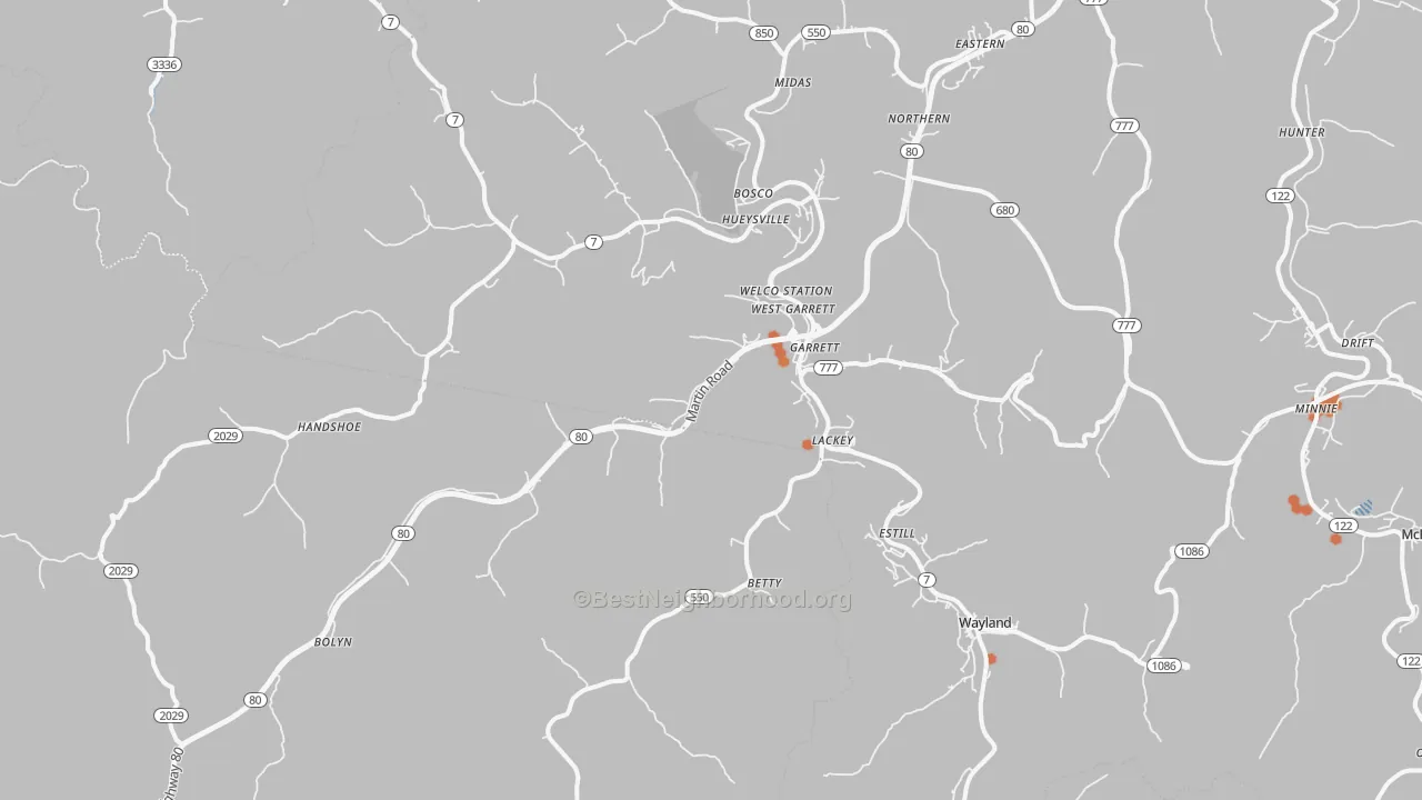 Bike Grade map of 41630, KY