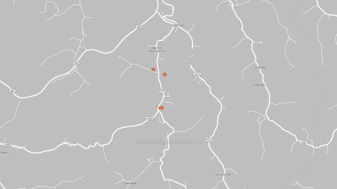 Bike Grade map of 41631, KY