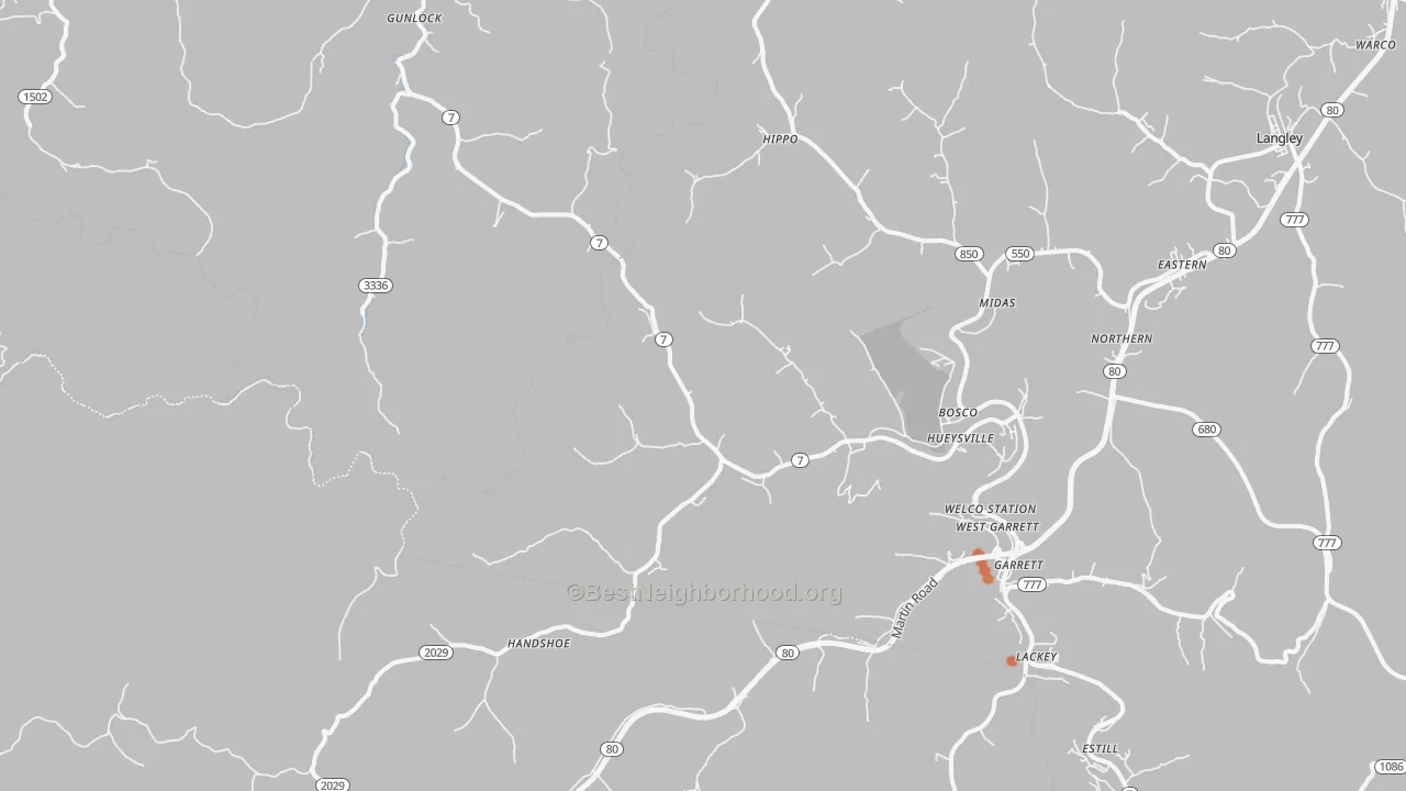 Bike Grade map of 41640, KY