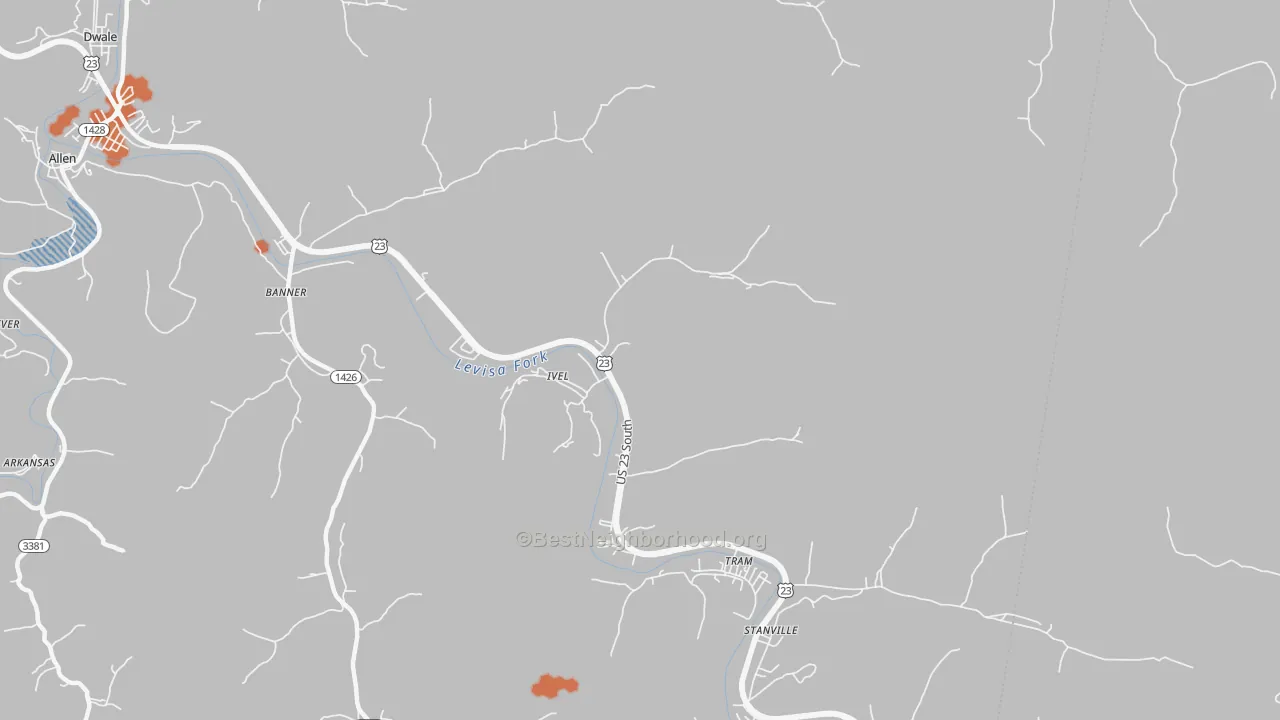 Bike Grade map of 41642, KY