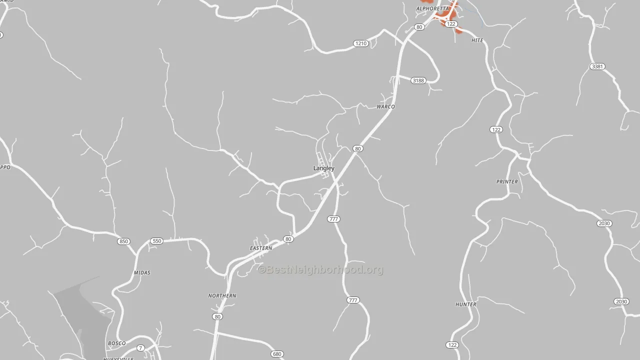 Bike Grade map of 41645, KY