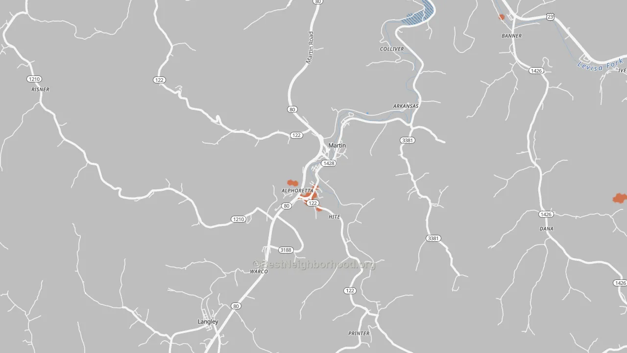 Bike Grade map of 41649, KY