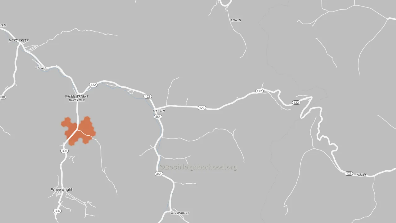 Bike Grade map of 41650, KY