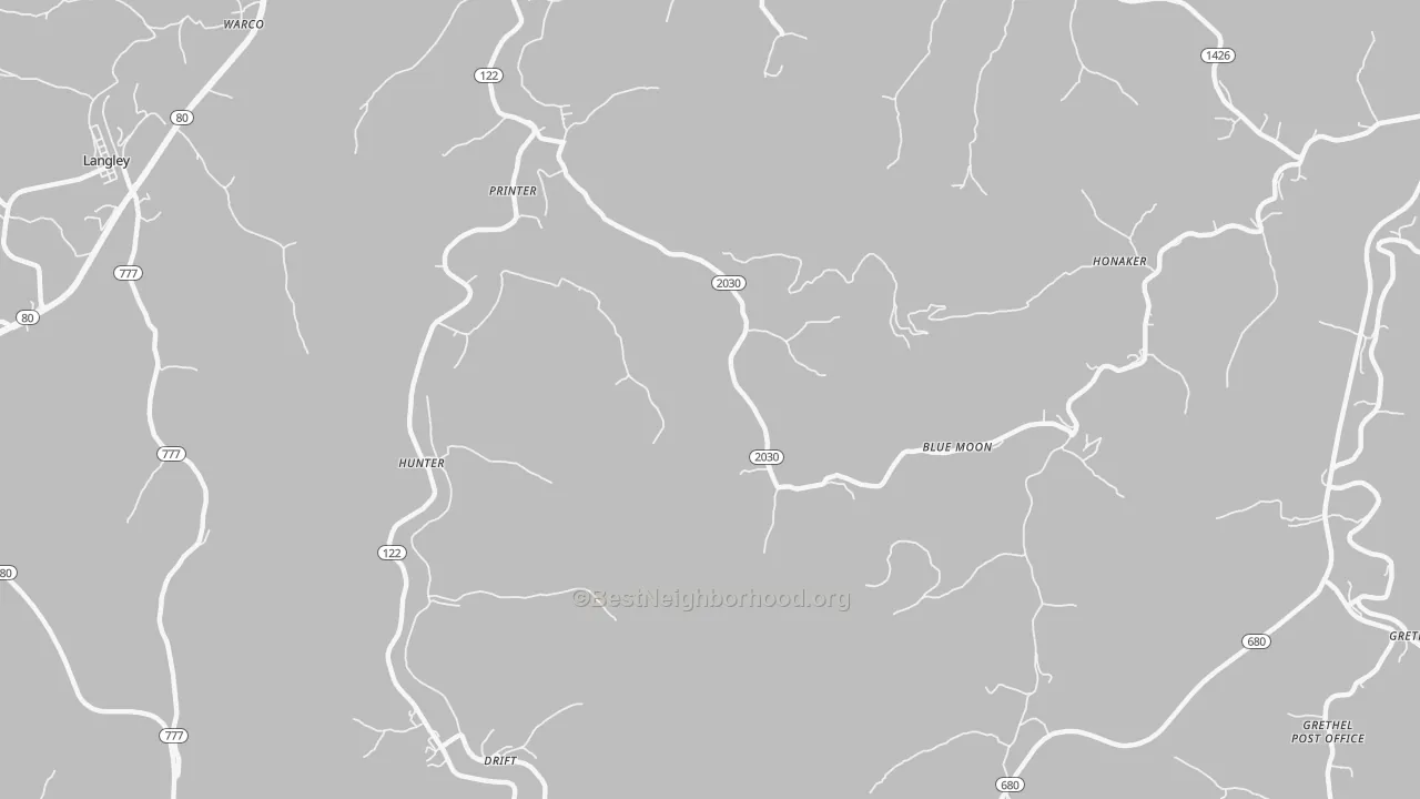 Bike Grade map of 41655, KY