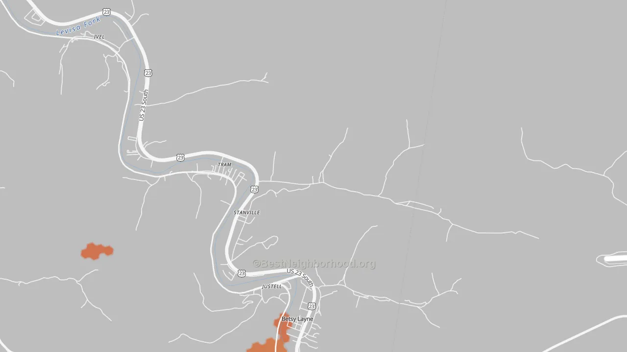Bike Grade map of 41659, KY