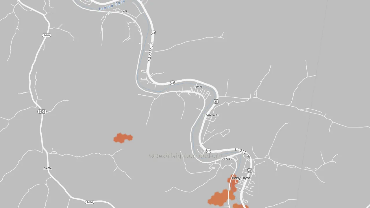 Bike Grade map of 41663, KY