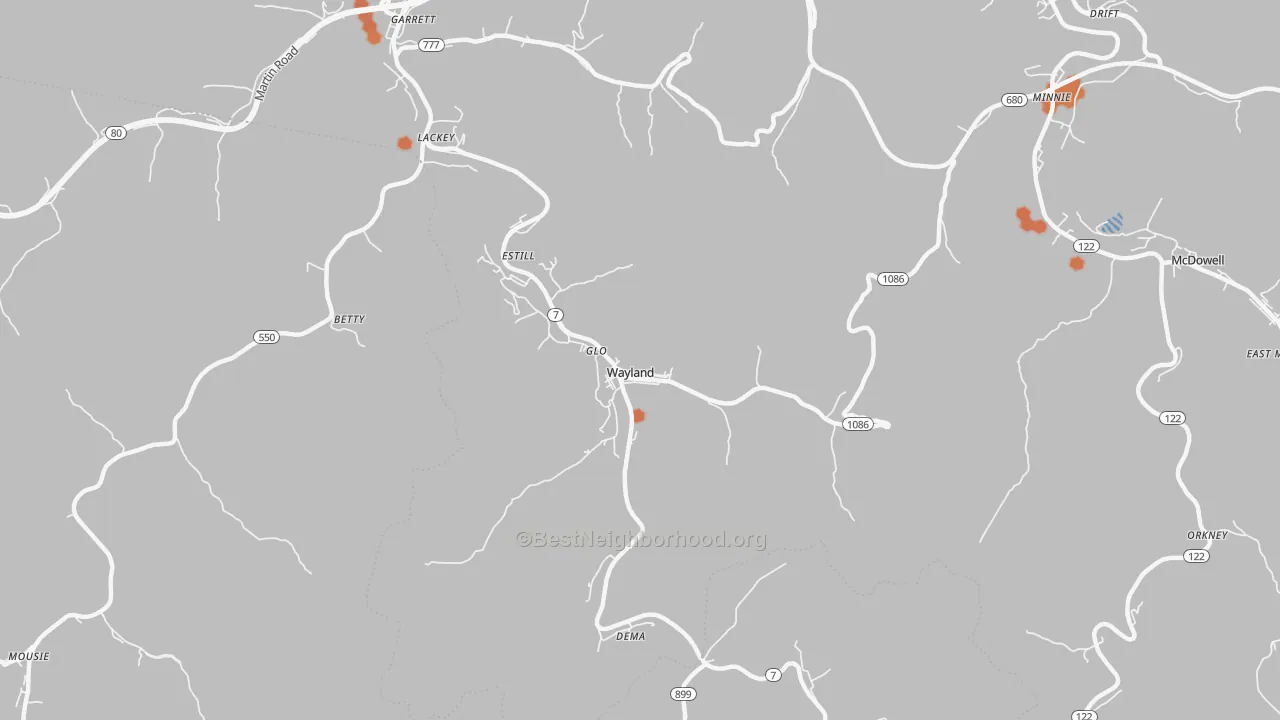 Bike Grade map of 41666, KY
