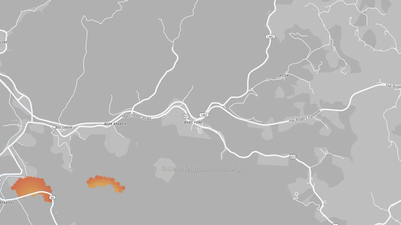 Bike Grade map of 41714, KY