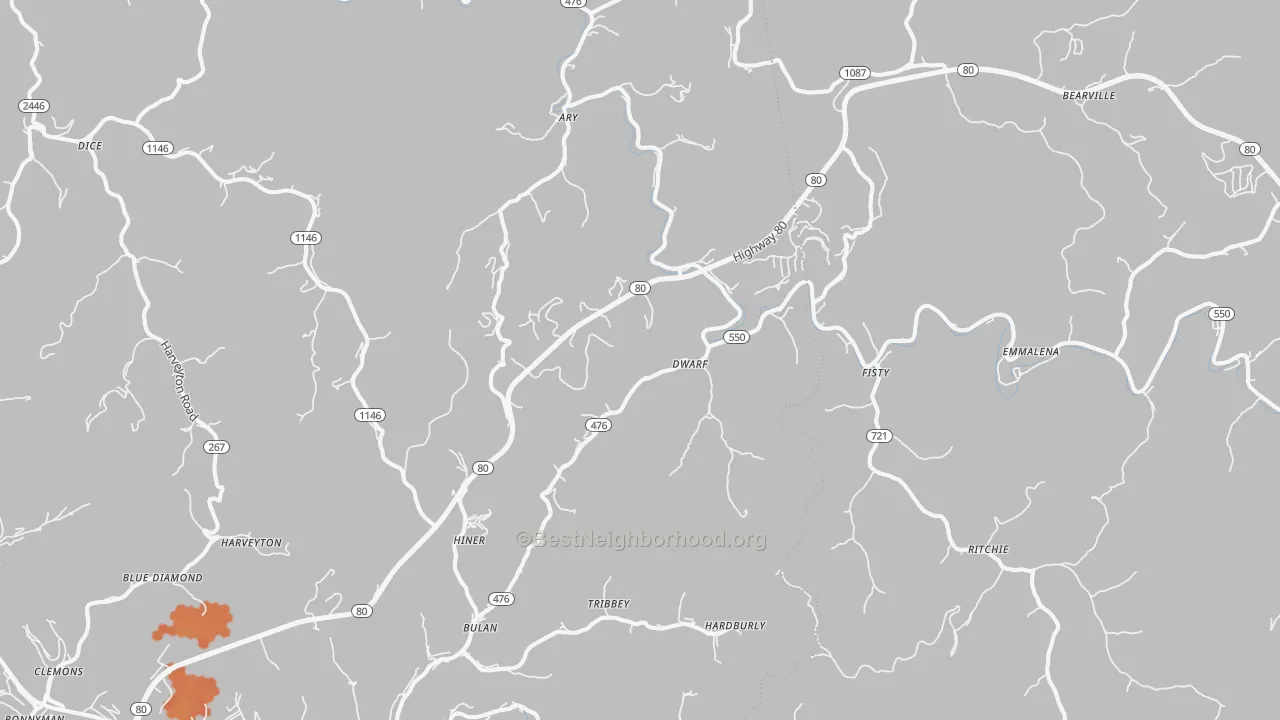 Bike Grade map of 41722, KY