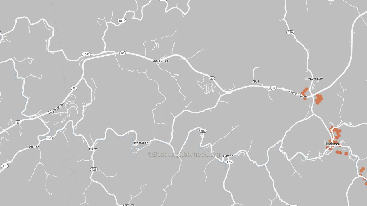 Bike Grade map of 41740, KY