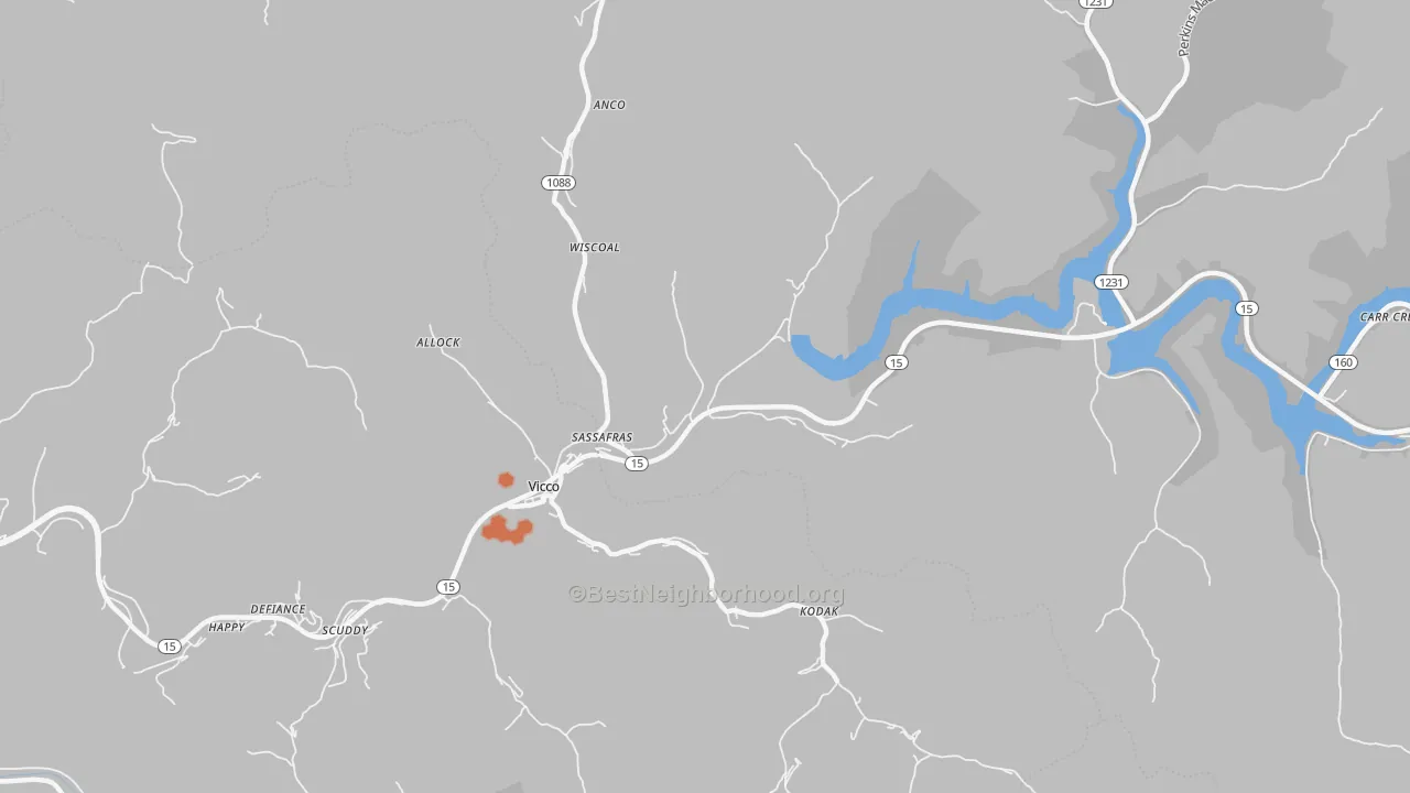 Bike Grade map of 41759, KY