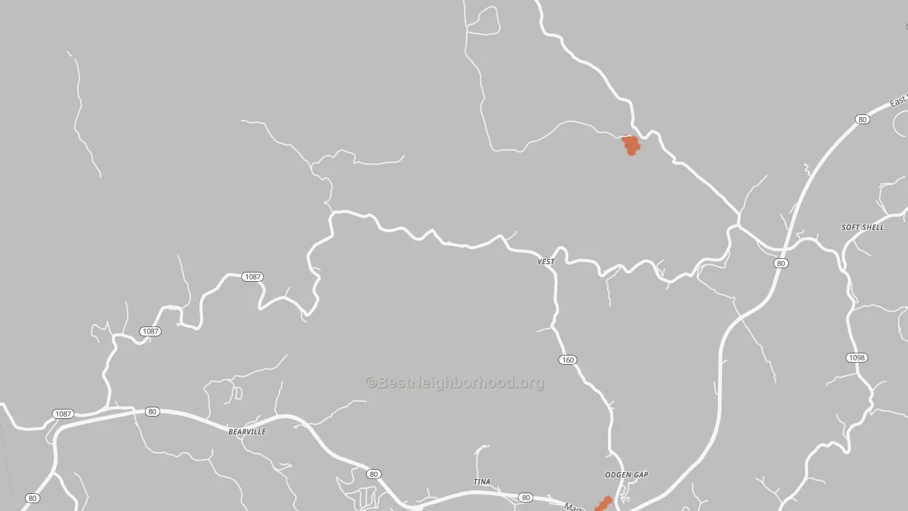 Bike Grade map of 41772, KY