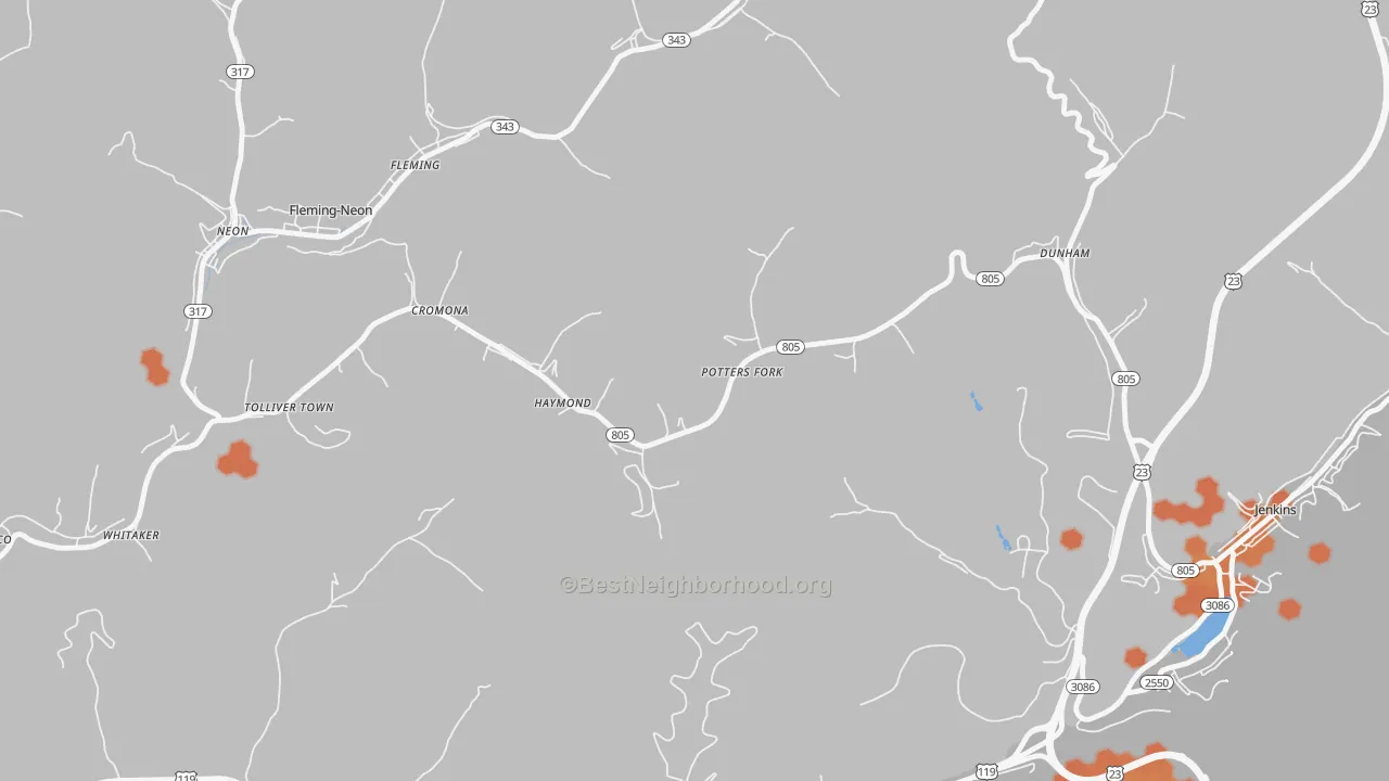 Bike Grade map of 41810, KY
