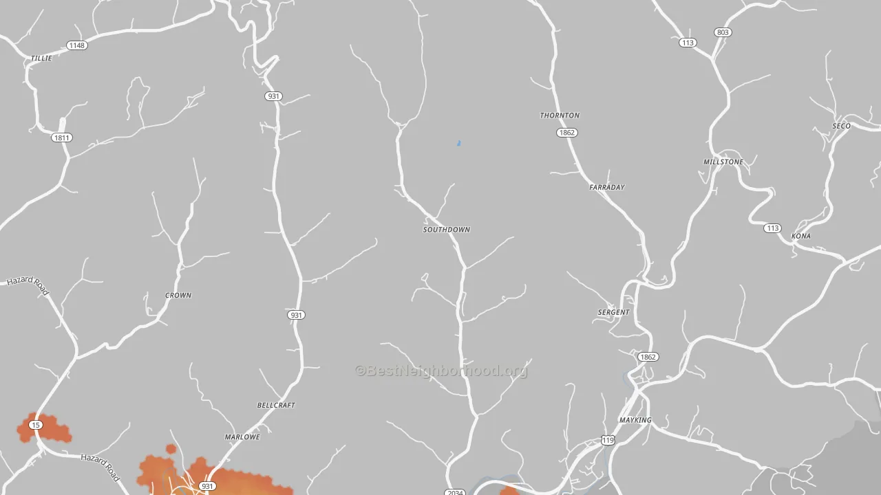 Bike Grade map of 41815, KY