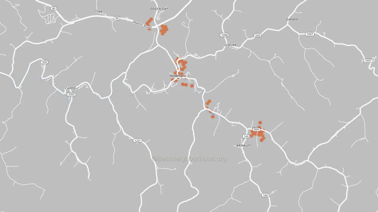 Bike Grade map of 41822, KY