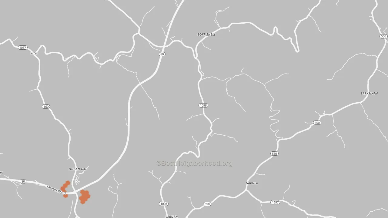 Bike Grade map of 41831, KY