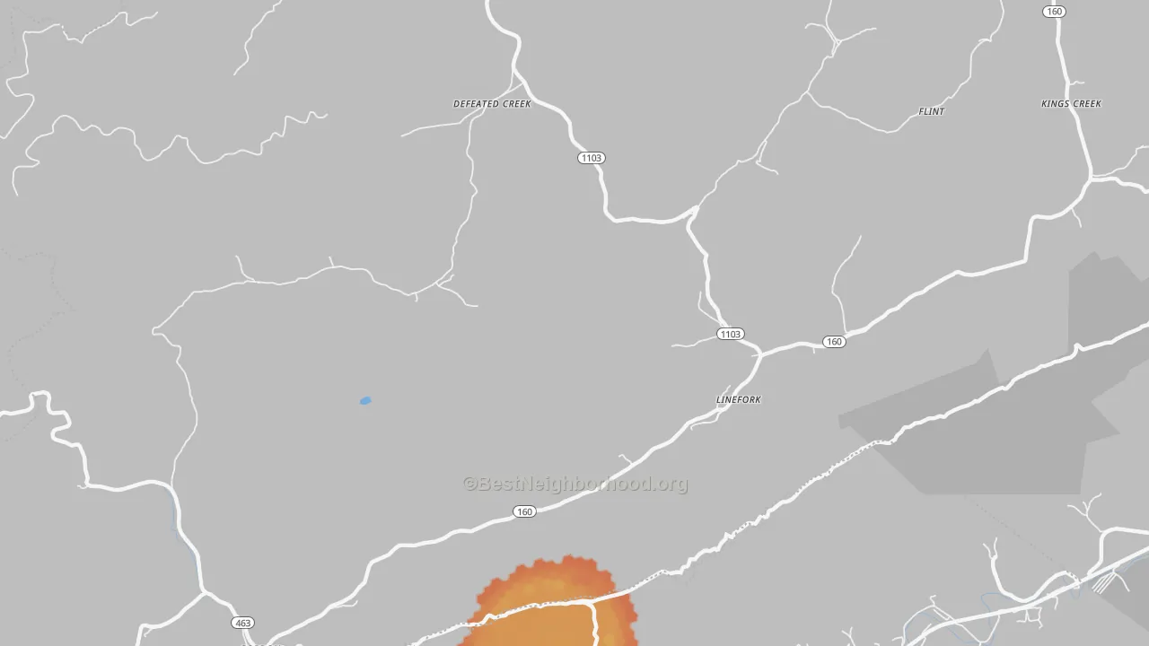 Bike Grade map of 41833, KY
