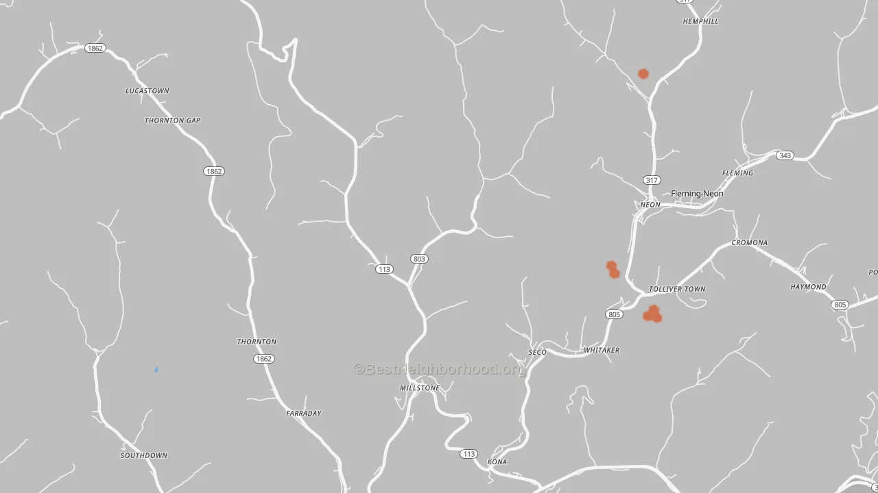 Bike Grade map of 41838, KY