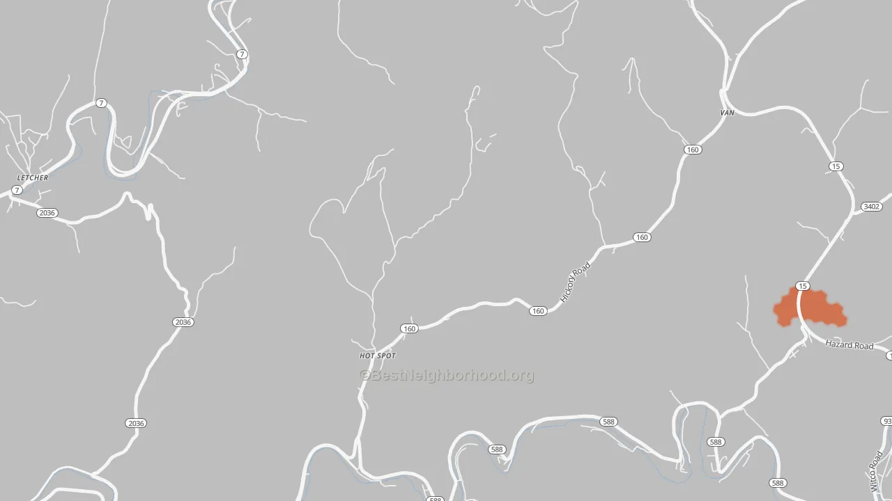 Bike Grade map of 41845, KY